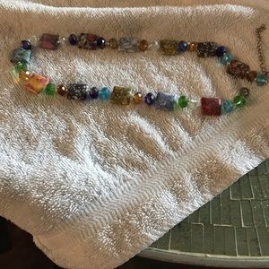 Multicolored stones with crystals necklace